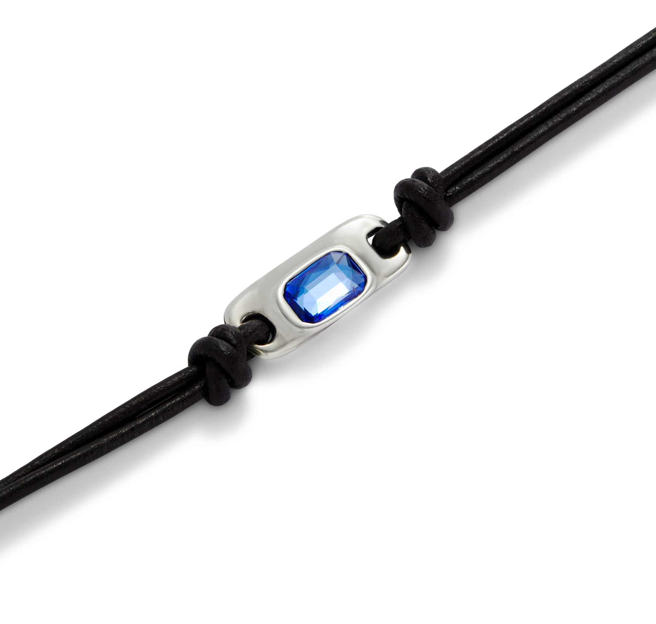 SER MAGNETICA RECTANGLE DK BLUE CRYSTAL LEATHER & SILVER BRACELET - Image 4