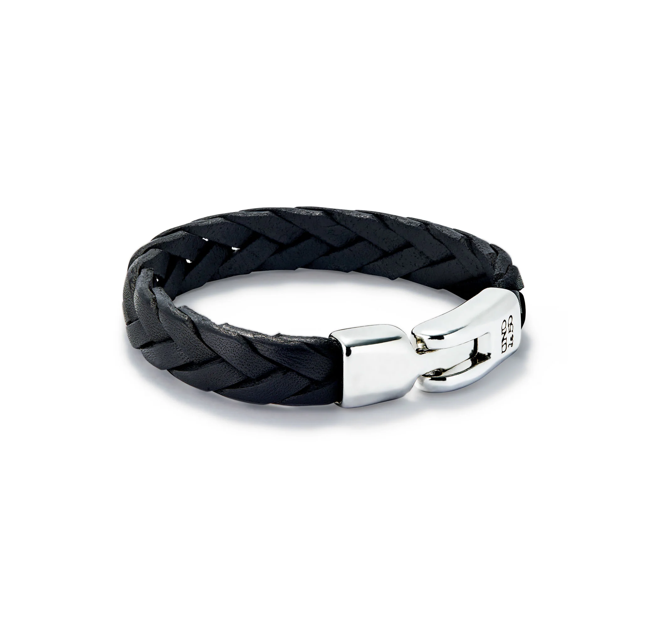 SER NATURAL BLACK BRAIDED WIDE LEATHER BRACELET - Image 3